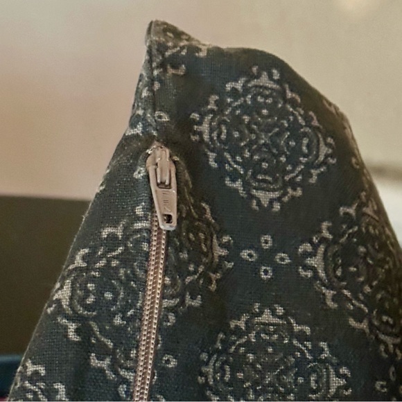 Boho Navy & White Throw Pillow Cover 20" X 20" Zip Closure. Gently Used & Washed - Picture 3 of 4